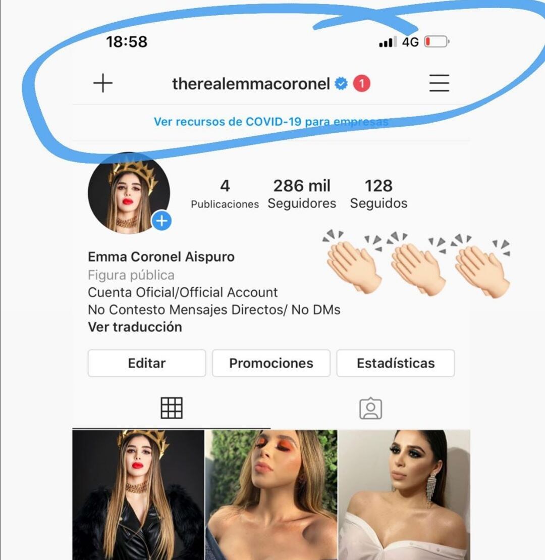 Cuenta verificada de Emma Coronel