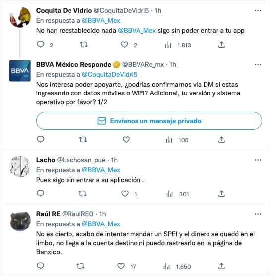 Tuit Niegan solución a problema en transferencias