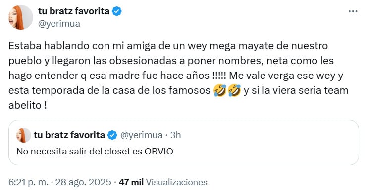 Yeri Mua niega que haya hablado de Aaron Mercury