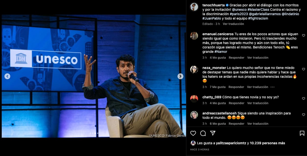 Tenoch Huerta comparte en Instagram estar en París