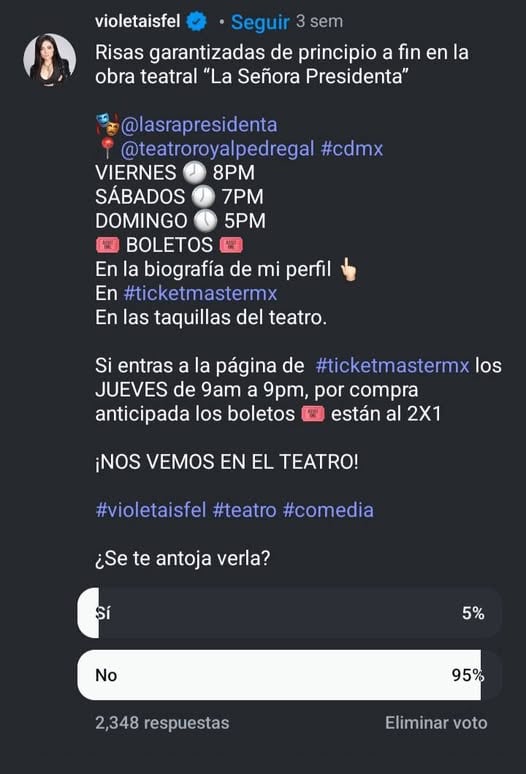 Fans de Violeta Isfel desprecian su obra de teatro tras su polémica con un saludo.