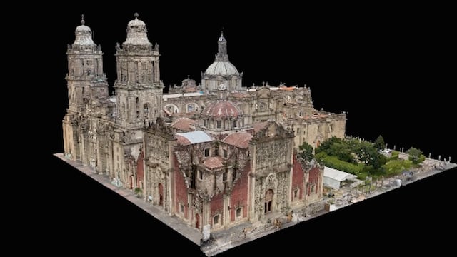 La Catedral Metropolitana de la Ciudad de México en una imagen tridimensional.