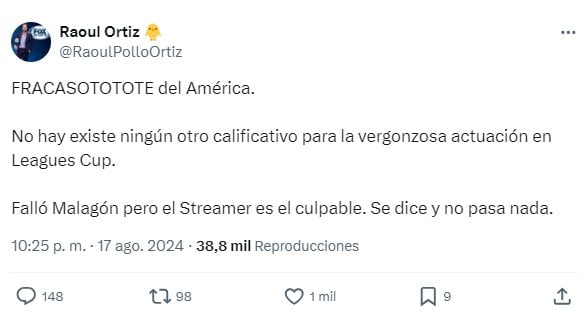 Pollo Ortiz señala a Lichnovsky como el culpable de la eliminación del América