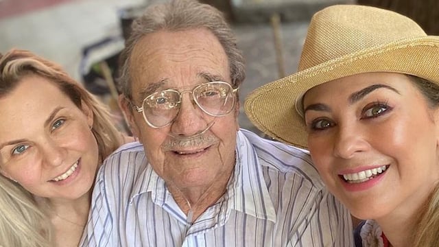 Michelle Vieth junto a su abuelo y Aracely Arámbula