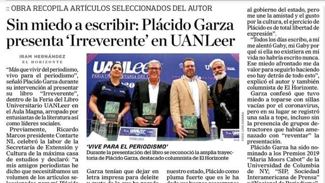 Una recopilación de textos en el libro que ayer se presento.