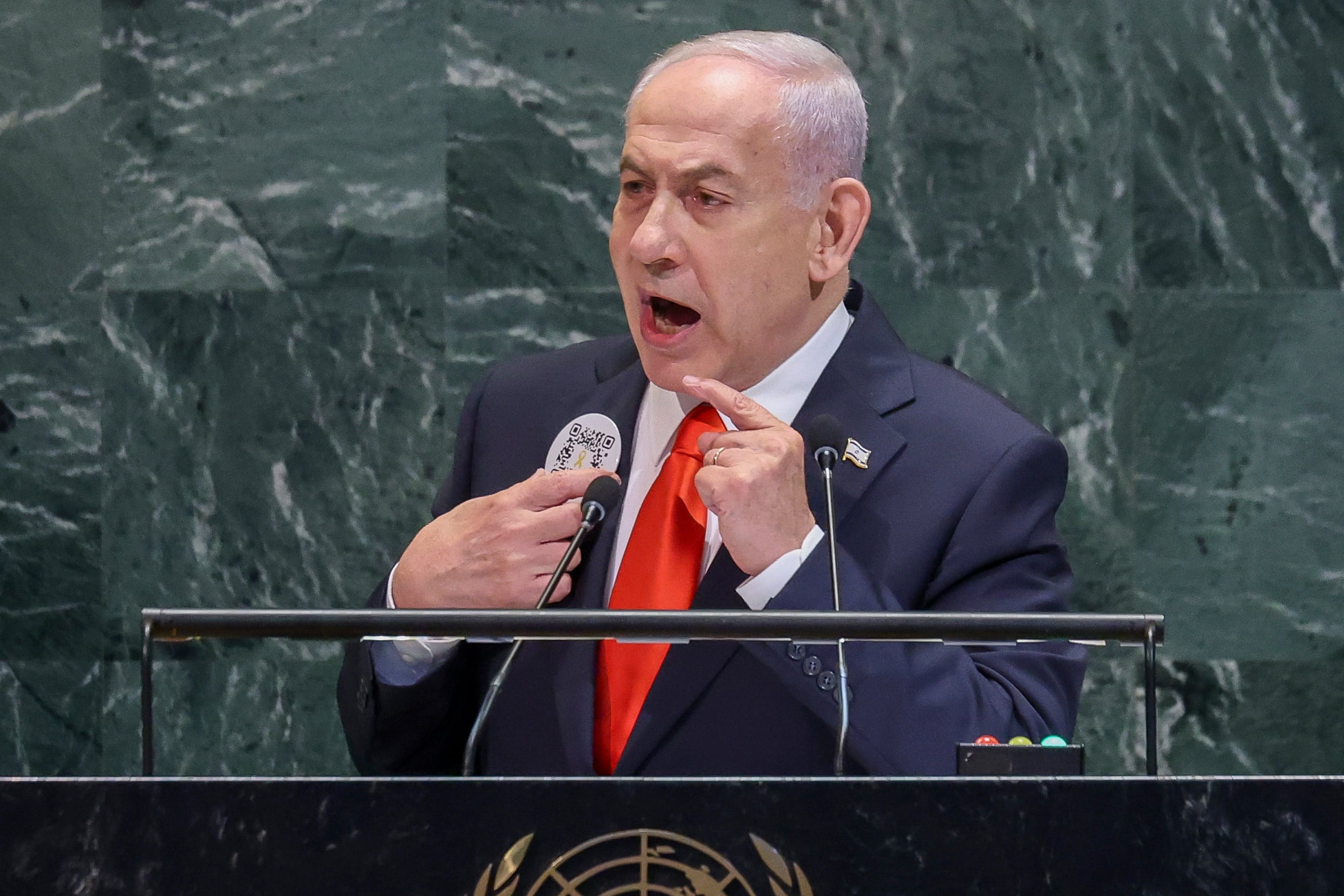 Benjamín Netanyahu, primer ministro de Israel, da un discurso en la ONU