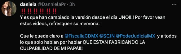 Daniela Parra defiende a su papá hasta horas antes de sus audiencia