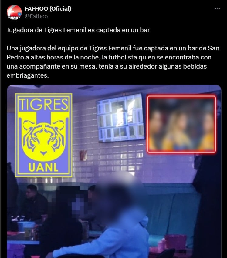 Captan a estrella de Tigres Femenil en tremenda fiesta