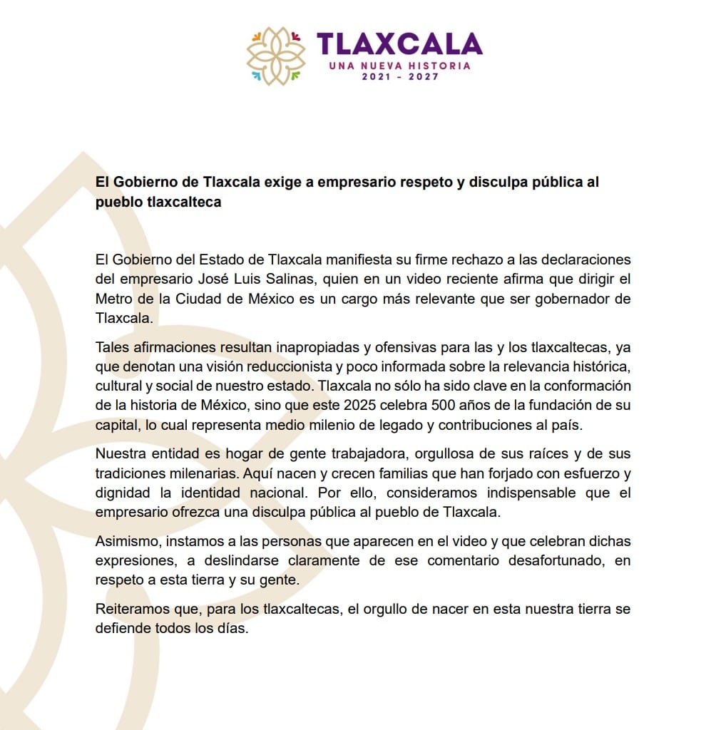 Tlaxcala se pronuncia por burlas de José Luis Salinas
