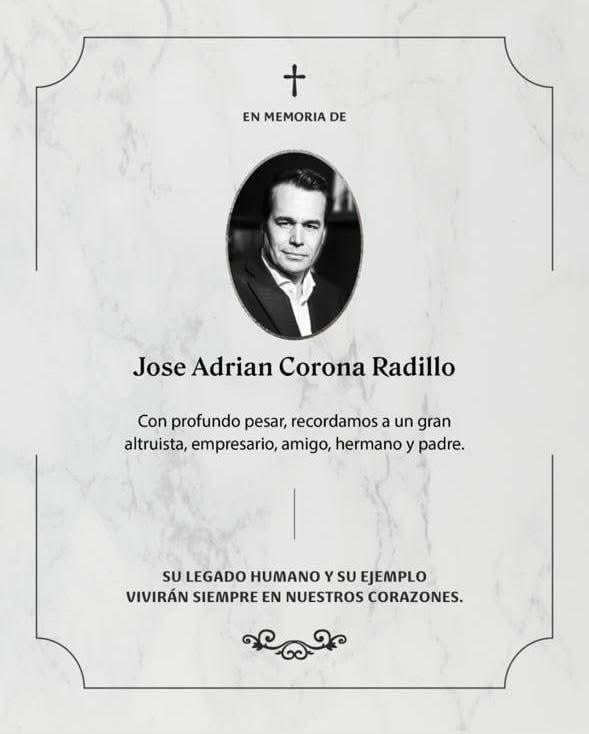 Fiscalía de Jalisco confirma el asesinato de Adrián Corona, presidente de Grupo Corona
