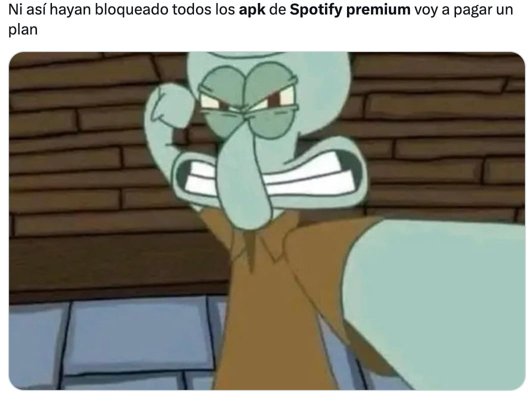 Memes de la caída de Spotify Premium APK