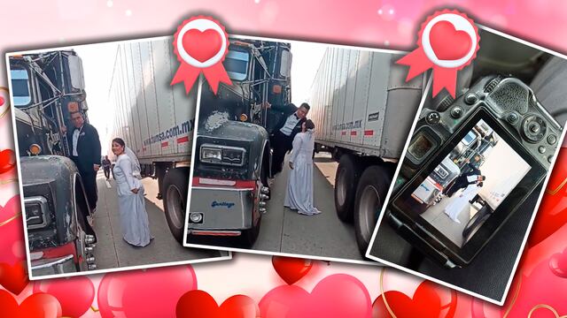 VIDEO: Bloqueo en la autopista México - Puebla sirvió a pareja de novios para una romántica sesión