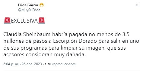 Señalamientos contra Alex Montiel por su entrevista a Claudia Sheinbaum con el Escorpión Dorado