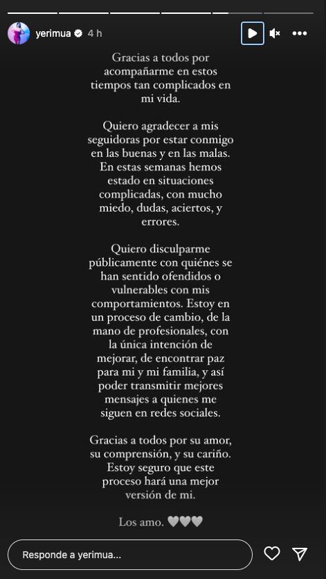 Yeri Mua se disculpa con sus seguidores y buscará ser un mejor ejemplo para ellos