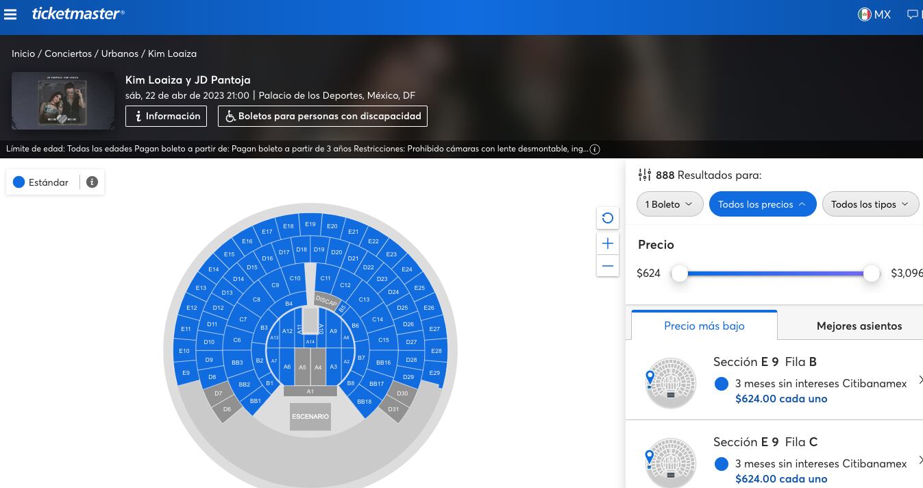 Ticketmaster concierto JD Pantoja y Kimberly Loaiza