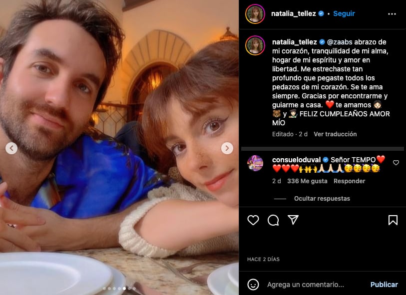 Natalia Téllez le dedica un tierno mensaje de cumpleaños a Antonio Zabala