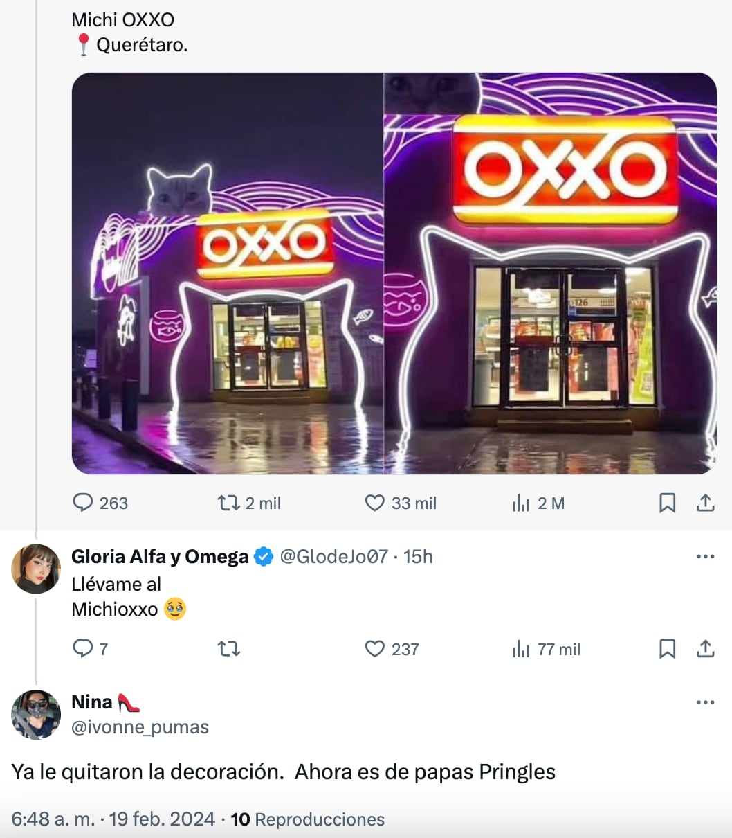 Usuarios revelan que el Michi Oxxo ya fue retirado