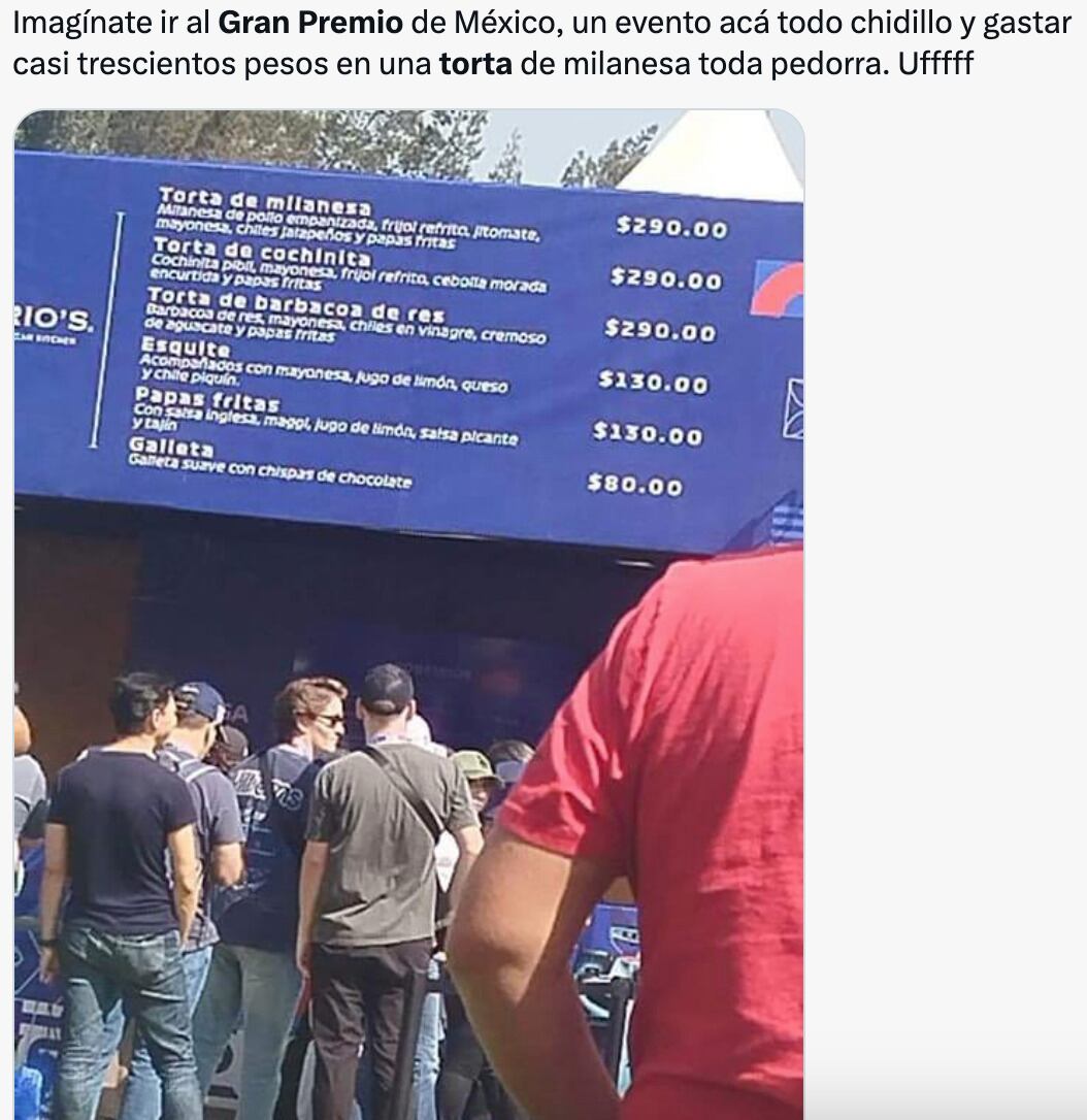 Precios de la comida en el Gran Premio de México 2024