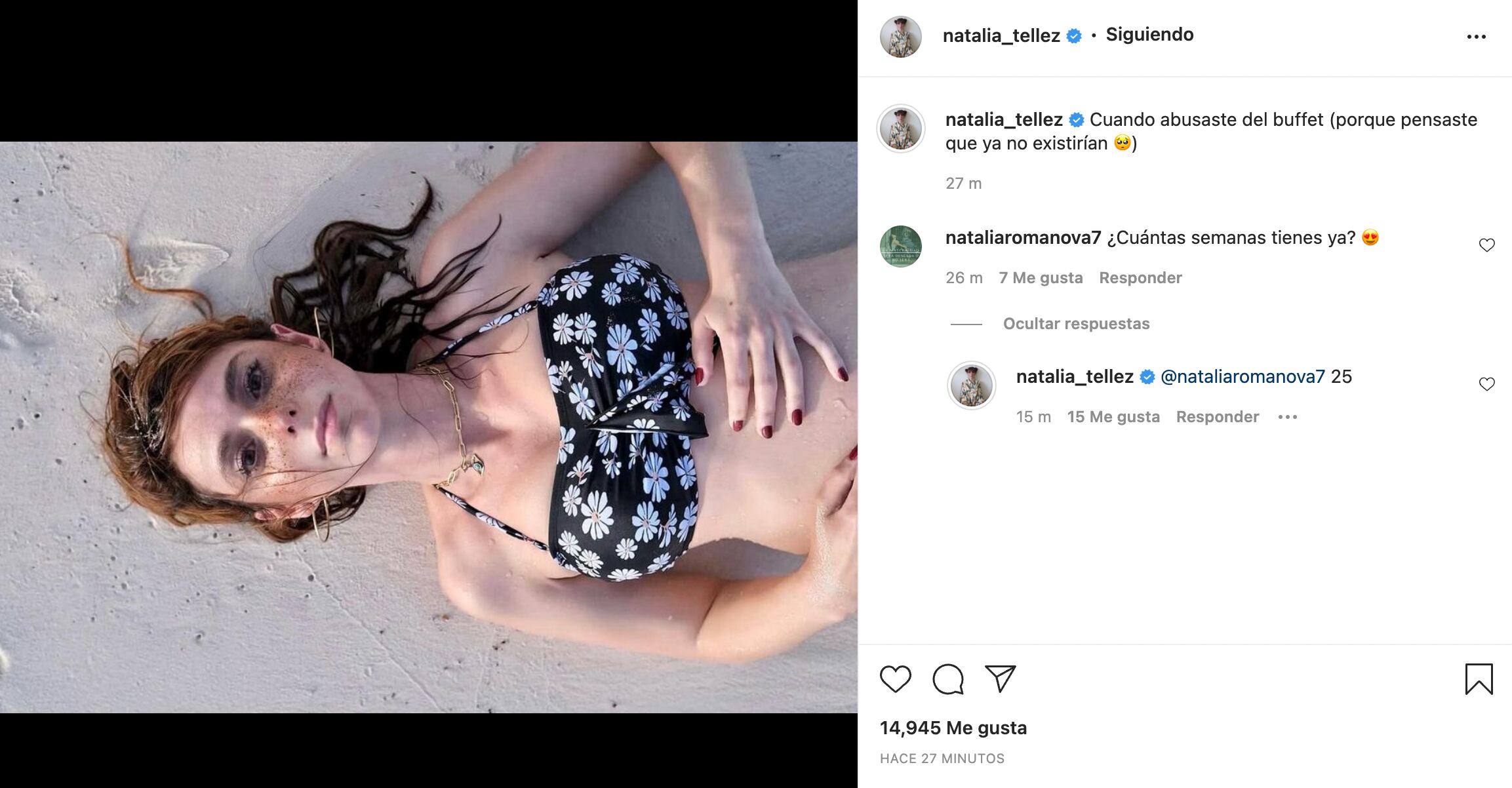 Natalia Téllez bromea sobre su pancita de embarazo