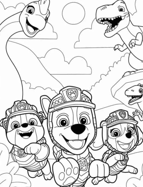 Paw Patrol con dinosaurios en el Día Mundial de Bendecir a los animales