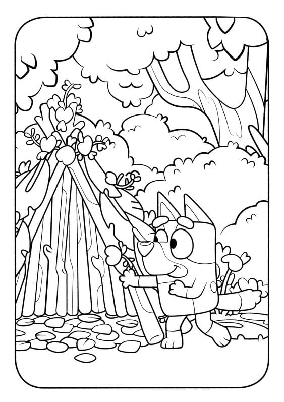 Dibujos de Bluey en la lluvia para colorear