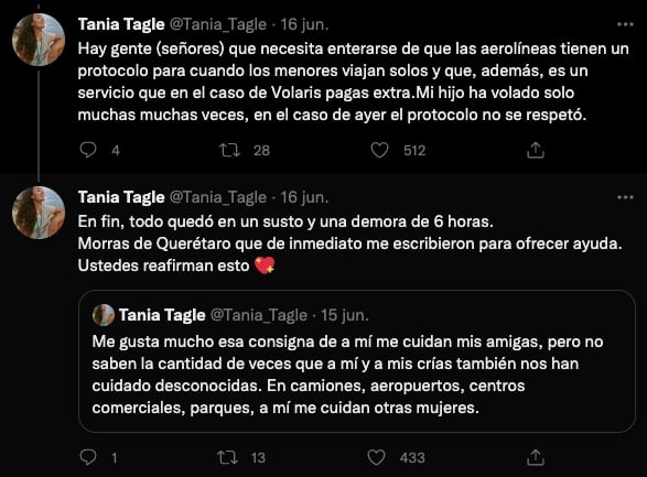 Tuit de mamá de menor de edad que viajó solo en Volaris