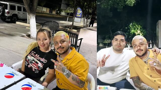 Christian Nodal en el local de hotdogs de sus fans.