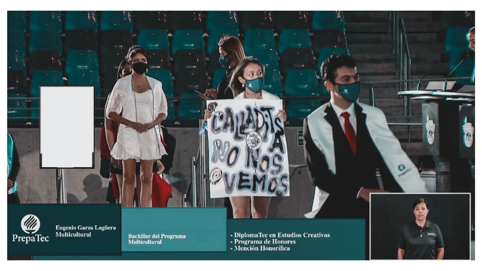Alumna durante protesta en el Tec