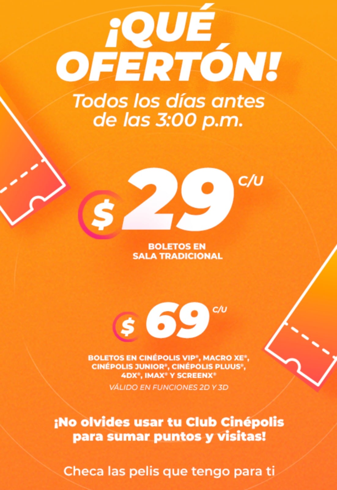 Boletos Cinépolis a ¡29 pesos! Cuándo y cómo aplicar la oferta