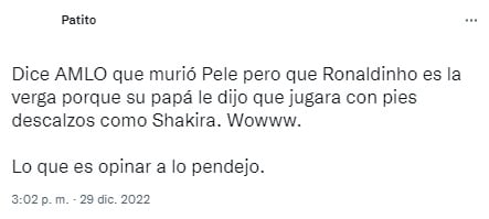 Critican y se burlan de AMLO por mensaje sobre muerte de Pelé