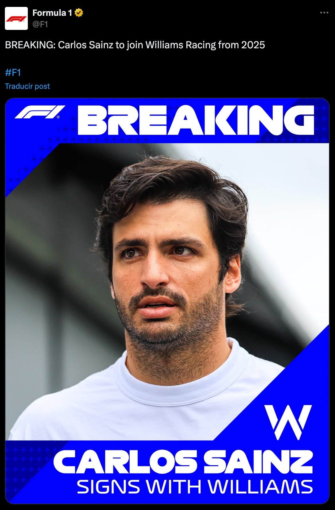 Carlos Sainz correrá para Williams en 2025