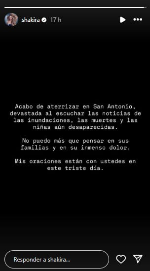 El mensaje de Shakira por las inundaciones en Texas
