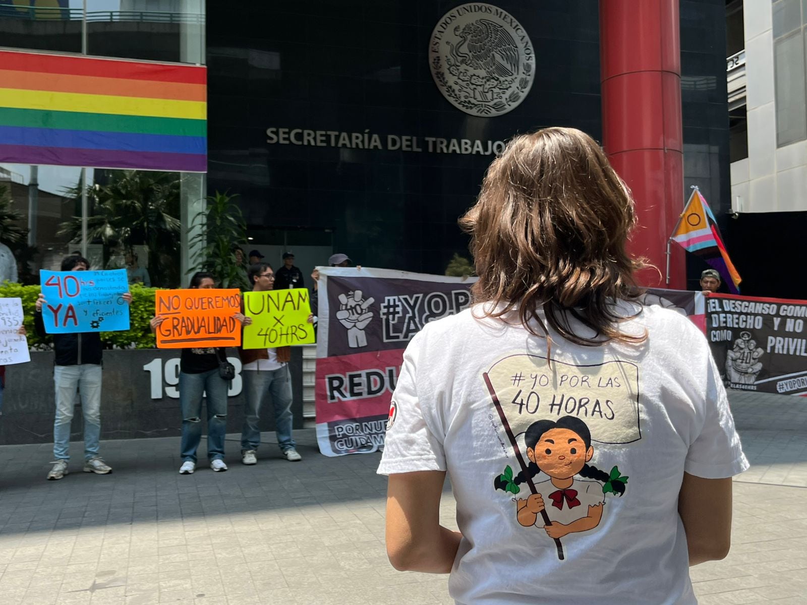 Protesta del Frente Nacional por las 40 horas en la Secretaria del Trabajo y Previsión Social