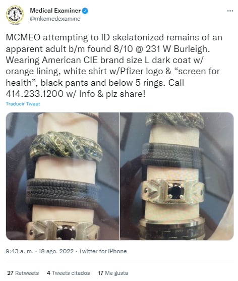 Objetos encontrados en cadáver descubierto por un youtuber