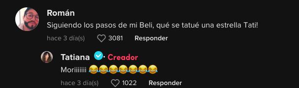 Usuarios se sorprenden del crush de Tatiana
