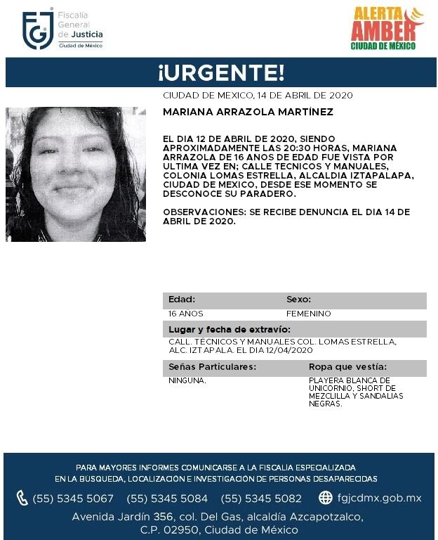 Ficha de búsqueda de Mariana.