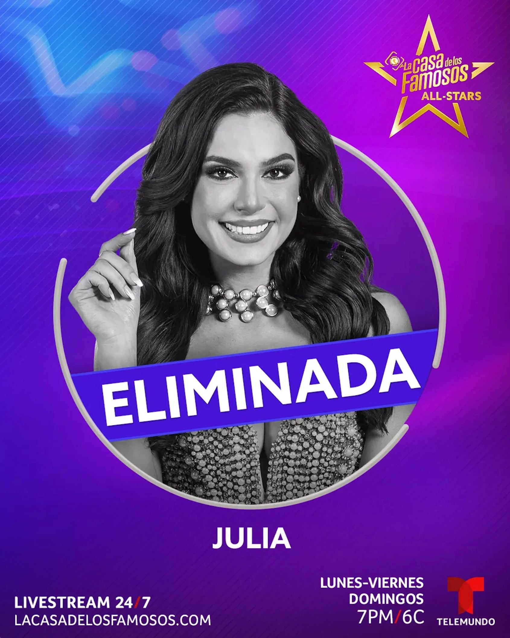 Julia Gama, eliminada de La Casa de los Famosos All Stars
