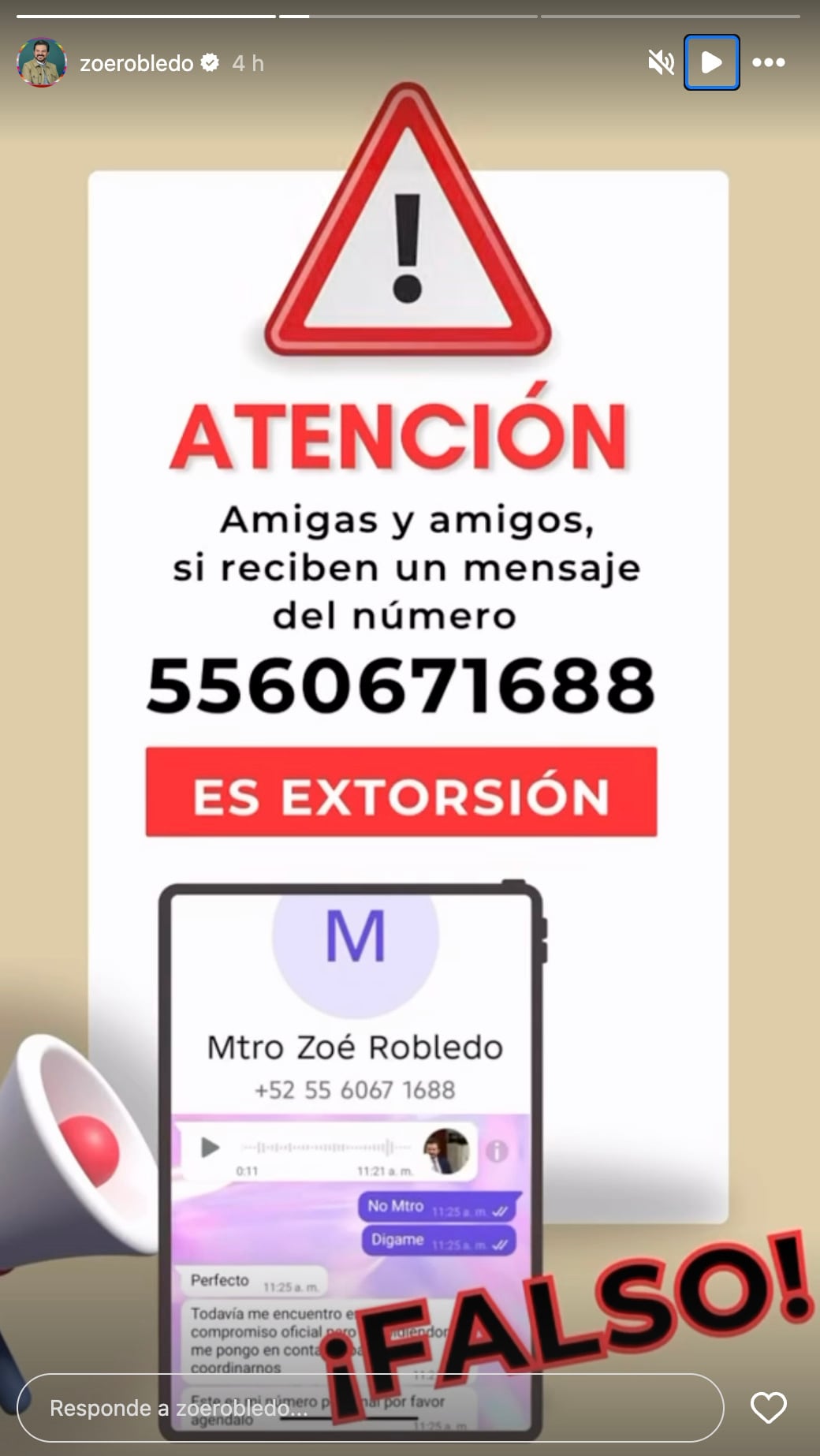 Zoé Robledo advierte sobre mensajes falsos en WhastApp usurpando su identidad