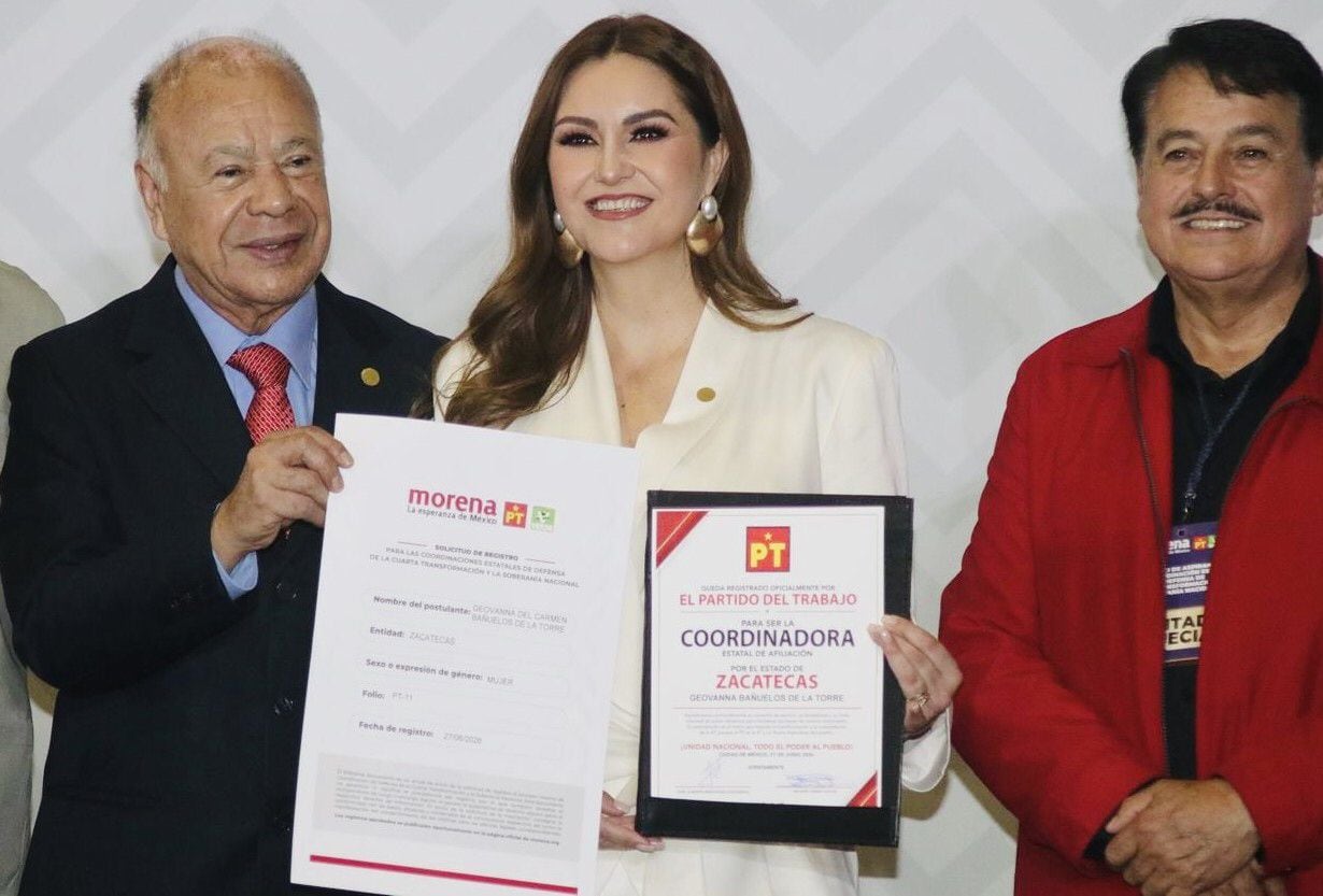 La senadora por Zacatecas, Geovanna Bañuelos, formalizó su registro como Coordinadora Estatal en Defensa de la Transformación y la Soberanía Nacional.