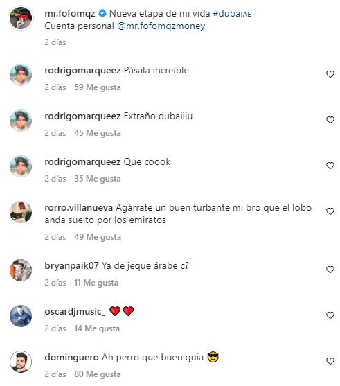 Reacciones a Fofo Márquez en una "nueva etapa" como adulto en las calles de Dubái