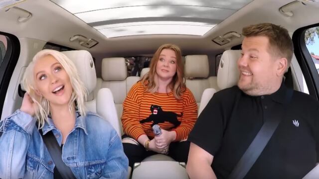 Christina Aguilera, Melissa McCarthy y James Corden