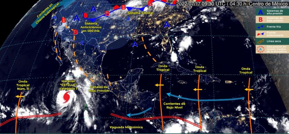 Huracán Estelle visto desde satélite