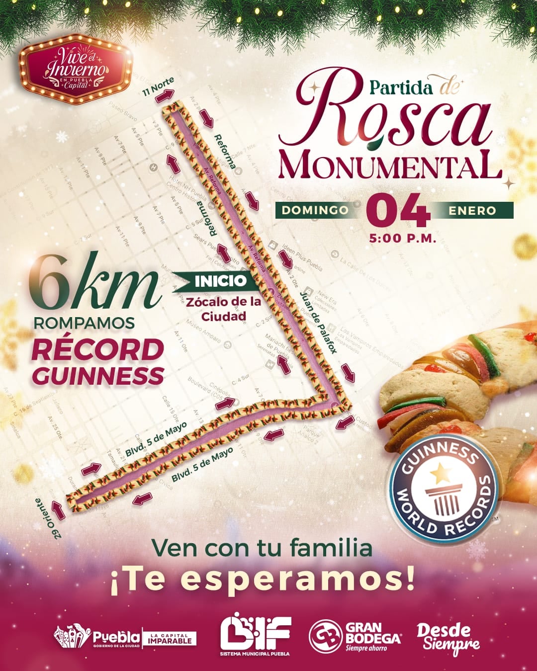 DIF Puebla Capital busca romper el Récord Guinness con Rosca de Reyes monumental
