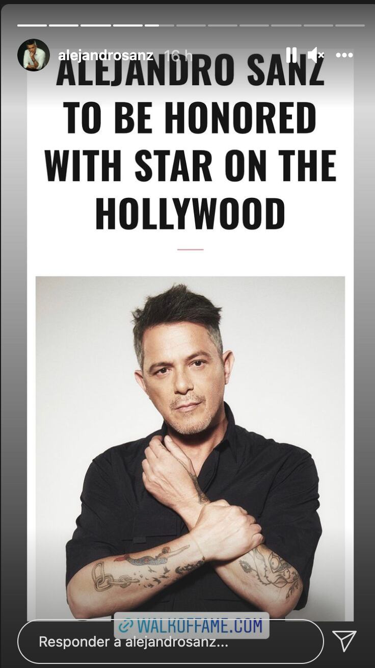 Anuncio de Alejandro Sanz y su estrella en el Paseo de la Fama