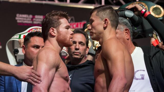 ‘Canelo’ y Golovkin en ceremonia de pesaje.