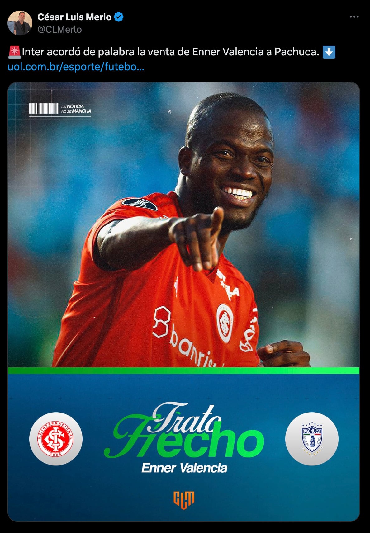 Pachuca trae de regreso a Enner Valencia