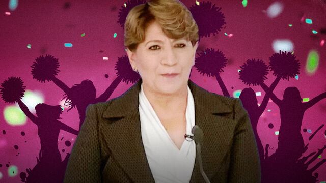 Delfina Gómez llevó porra al primer debate por la gubernatura del Estado de México