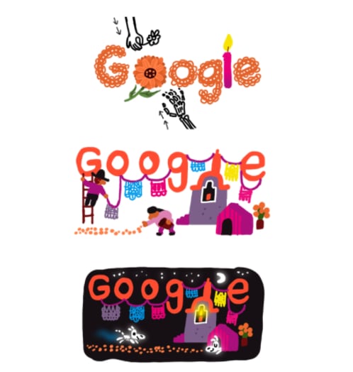 Otra ideas del doodle para el Día de Muertos.