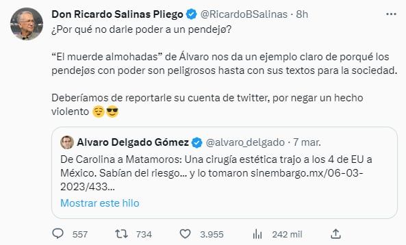 Ricardo Salinas contra Álvaro Delgado