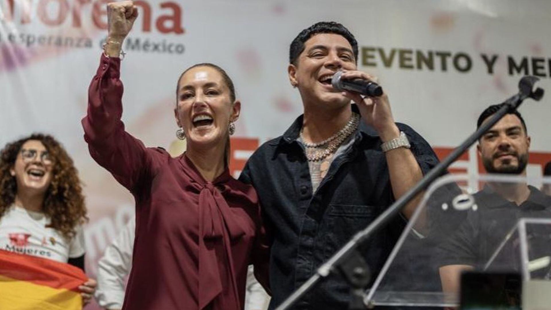 Eduin Caz celebra y Claudia Sheinbaum